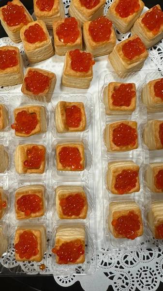 Red caviar platter. Party Food Platters. Los Angeles Catering Service.